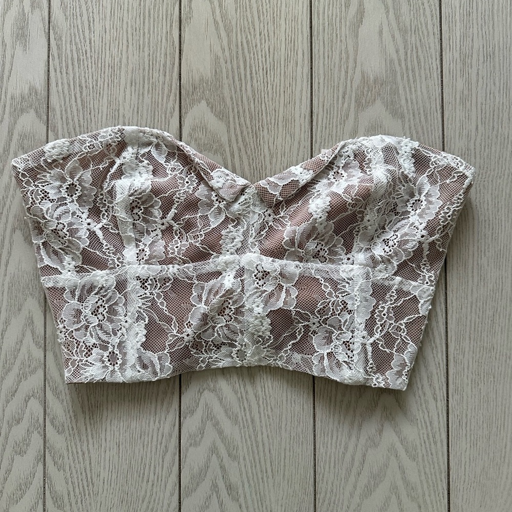 For Love & Lemons X Jaimie King lace crop bustier top